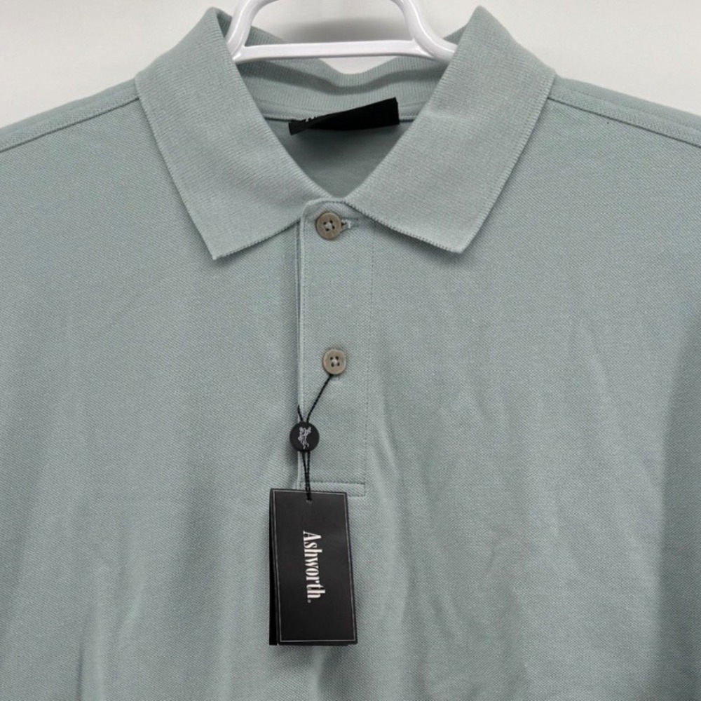 Ashworth Mens Aqua Blue Cotton Pique Short Sleeve Golf Polo Shirt AM3028 XL NWT